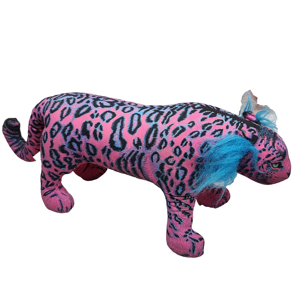 Vintage 1992 90s Applause Snow Leopard Hot Pink Firm Plush 20"